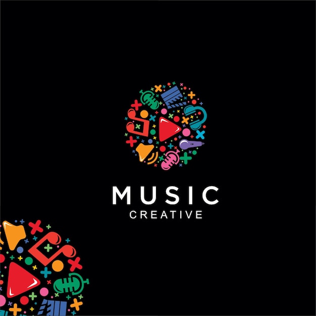 Buntes Design des Media-Musik-Logos