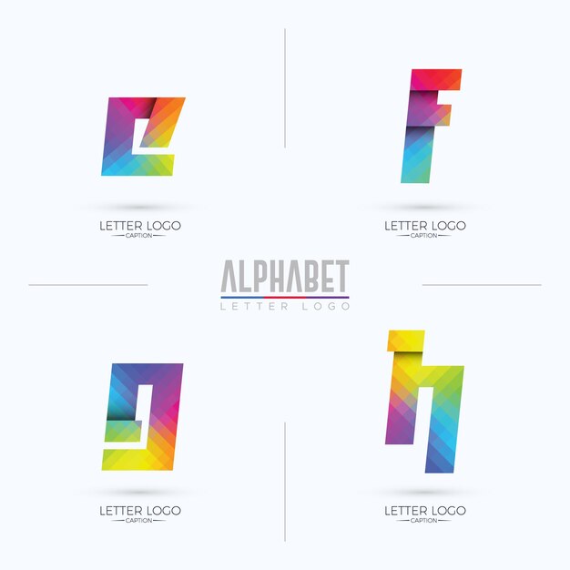 Vektor buntes gradient pixelated origami style efgh letter logo