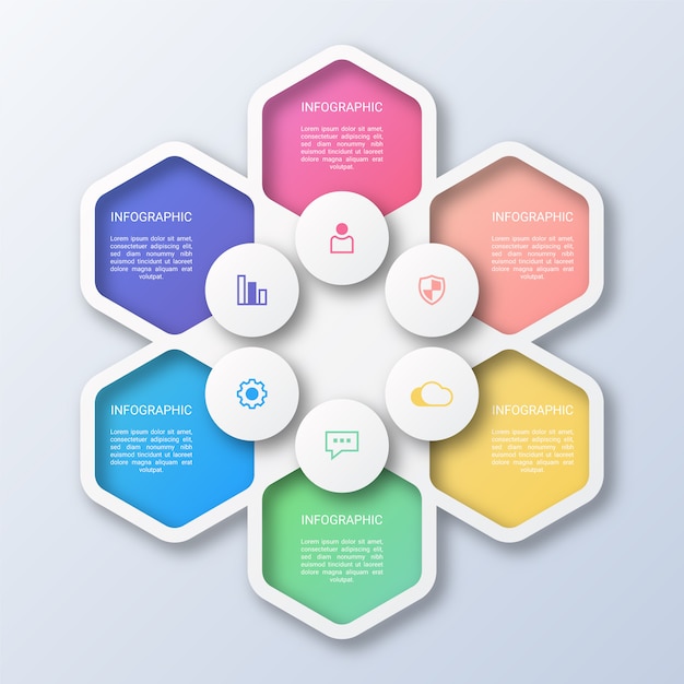 Buntes hexagon infographic