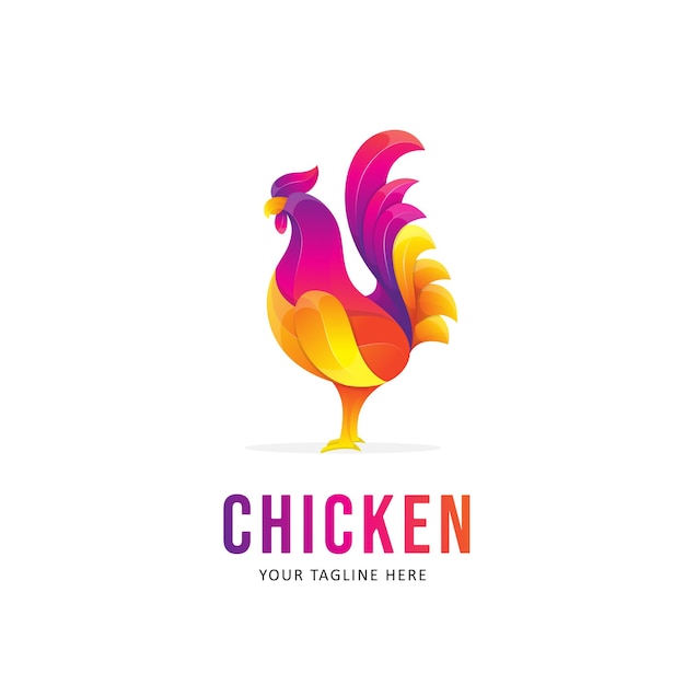 Vektor buntes huhn logo design farbverlauf logo tier