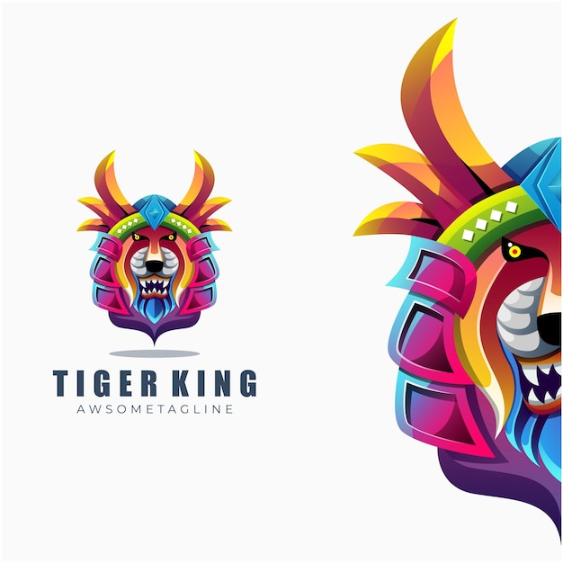 Buntes logo-design des tigerkönigs