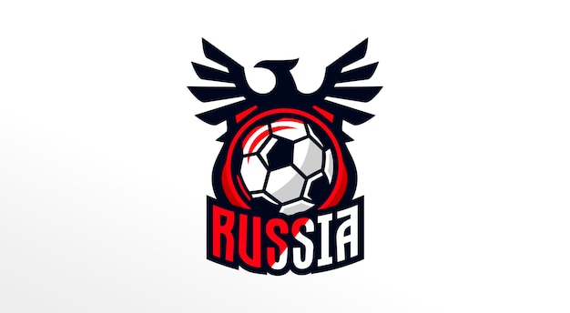 Buntes Logo-Emblem für die Weltmeisterschaft 2018 in Russland Ein Fußball im Hintergrund des Schildes ein Turnier der Nationalmannschaften Vektorillustration