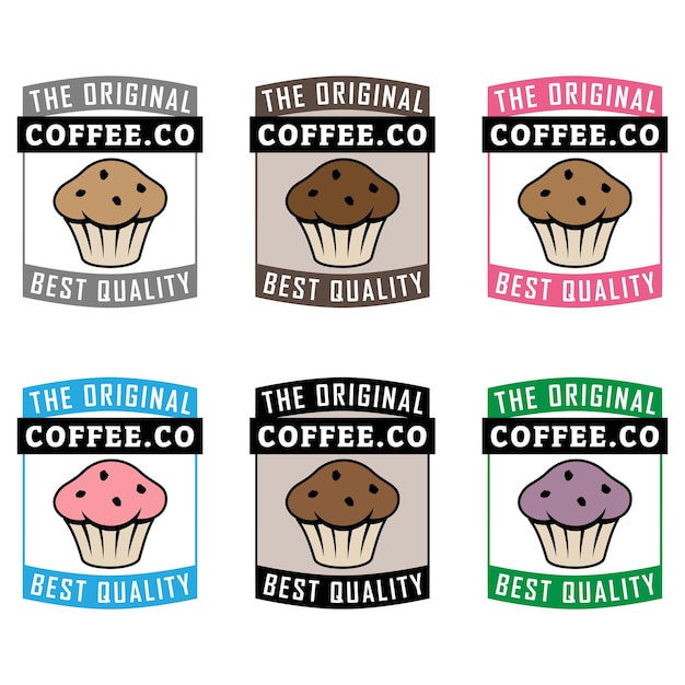 Vektor buntes muffin-symbol mit textset 2