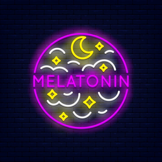 Buntes neon melatonin an der backsteinmauer