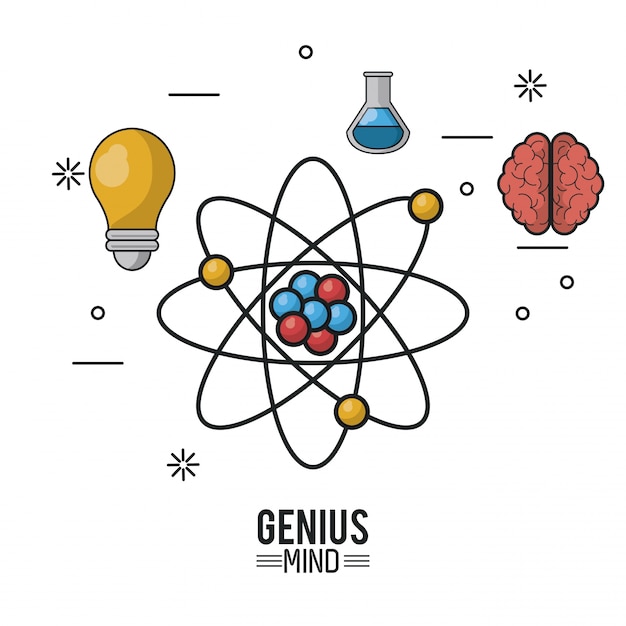 Buntes plakat des genieverstandes mit atom