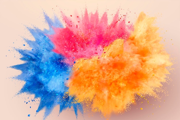 Buntes Pulver explodierte in der Luft, 3D-Illustration