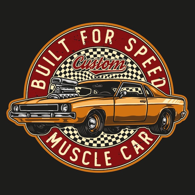 Buntes rundes Emblem des amerikanischen Muskelautos