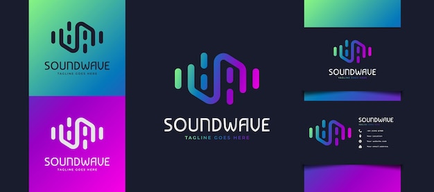 Buntes Sound Wave Logo Design, geeignet für Musikstudio oder Technologielogos. Equalizer-Logo-Designvorlage