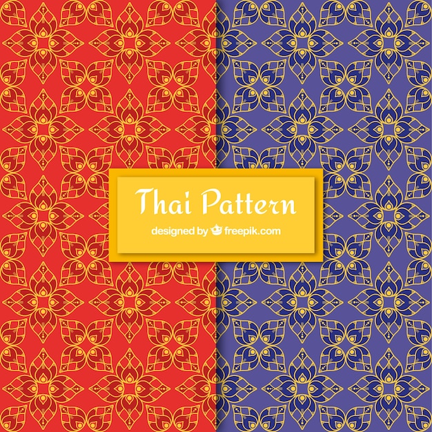 Buntes thailändisches muster mit flachem design