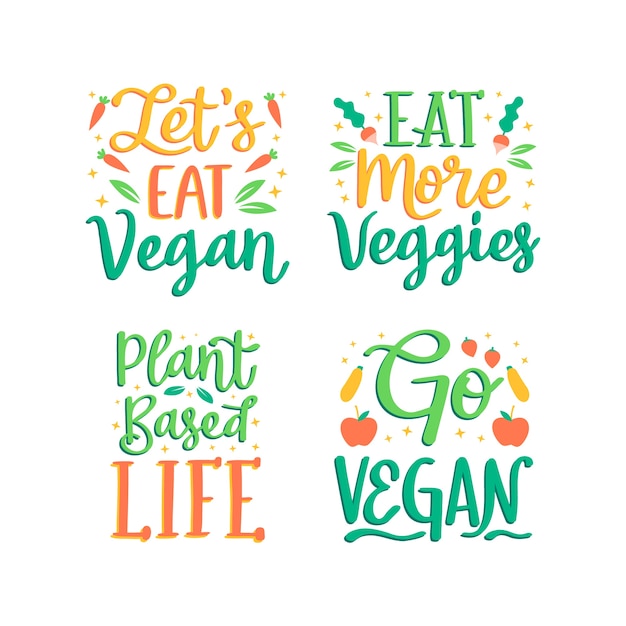 Buntes veganes Schriftset