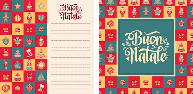 Buon Natale-Grußkarte - Kalligrafiephrase Buon Natale - Weihnachten in verschiedenen Sprachen