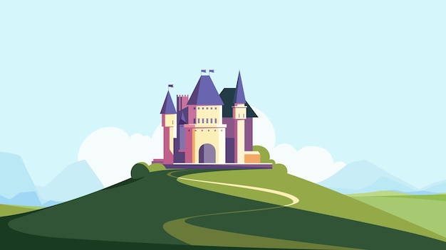 Burg auf dem Hügel in der Sommersaison Naturlandschaft mit Architekturobjekt