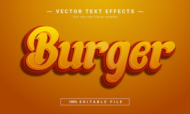 Burger 3d bearbeitbare texteffektvorlage