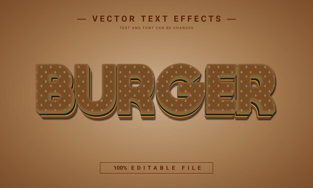 Vektor burger bearbeitbare textstilvorlage
