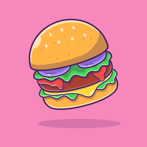 Burger Cartoon Illustration. Burger