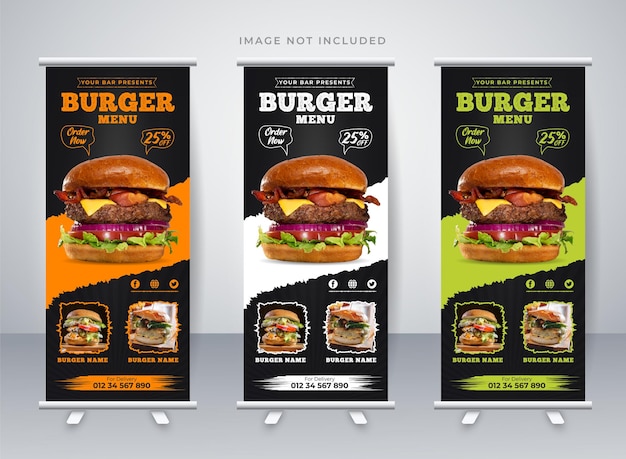 Burger display standee roll up banner designvorlage