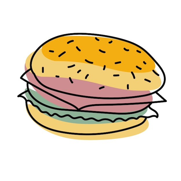 Vektor burger-doodle-symbol-vektorillustration für webküchenabnutzung