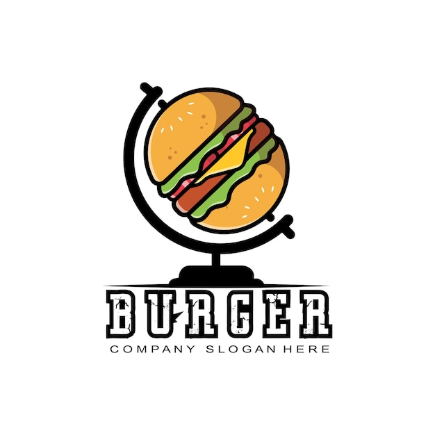 Burger, essen, logo, vektor, hintergrund, design, aus, brot, gemüse, und, fleisch, geeignet, für, corporate, siebdruck, aufkleber, banner, flayers