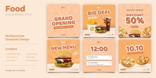 Vektor burger-fast-food-social-media-beitragsvorlage mit texteffekt