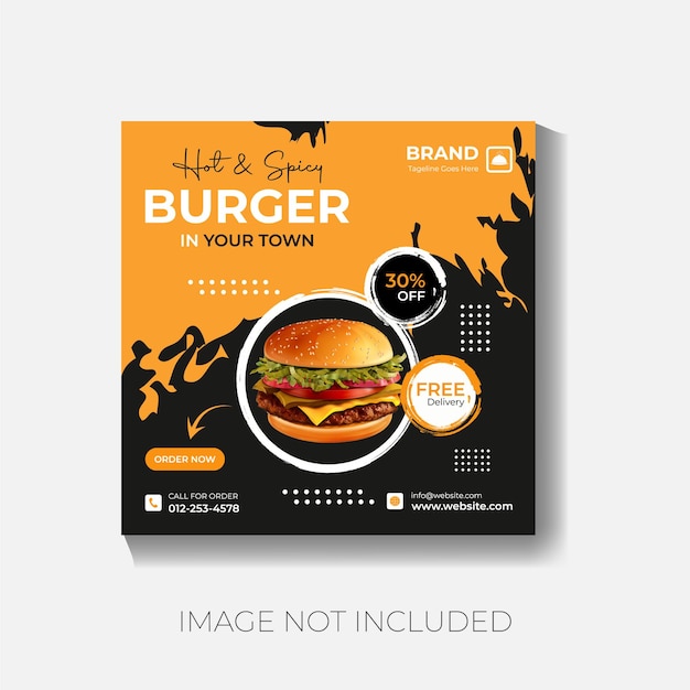 Vektor burger-food-banner-vorlage für soziale medien und instagram-soziale medien