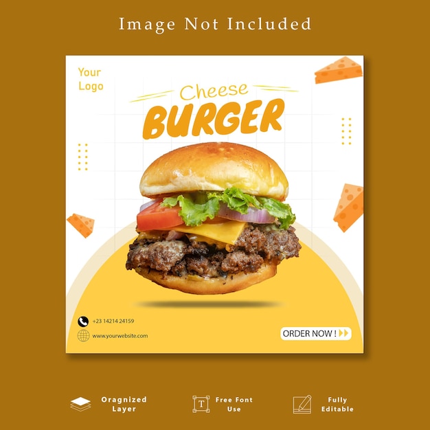 Burger food menu restorant social media template