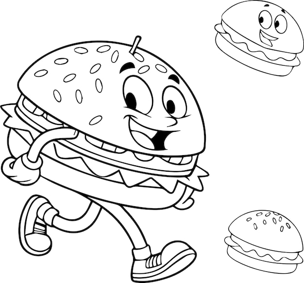 Burger Line Art Silhouette Vector Burger Line Art Vector isoliert auf weißem Hintergrund