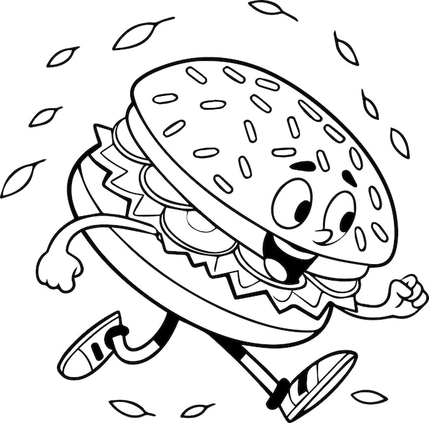 Burger Line Art Silhouette Vector Burger Line Art Vector isoliert auf weißem Hintergrund
