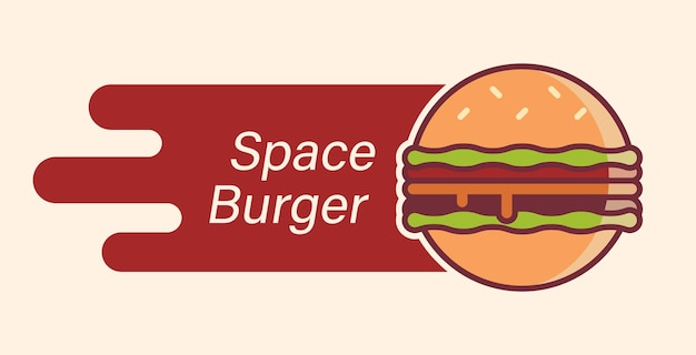 Burger-Logo als Planet, der im Weltraum fliegt