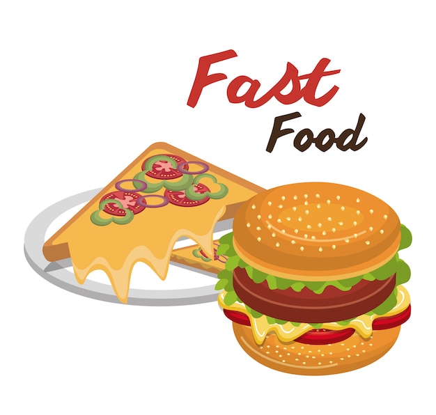 Burger pizza fast food design isoliert