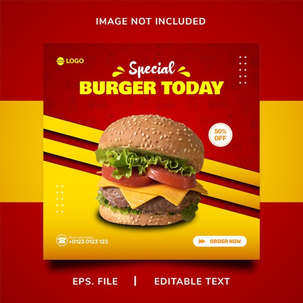 Burger poster verkauf social media promotion und instagram banner poster post template design