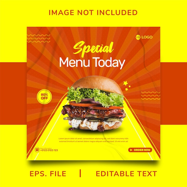 Burger poster verkauf social media promotion und instagram banner poster post template design