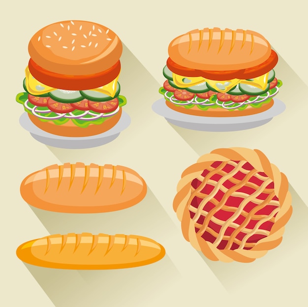Burger sandwich brot und kuchen