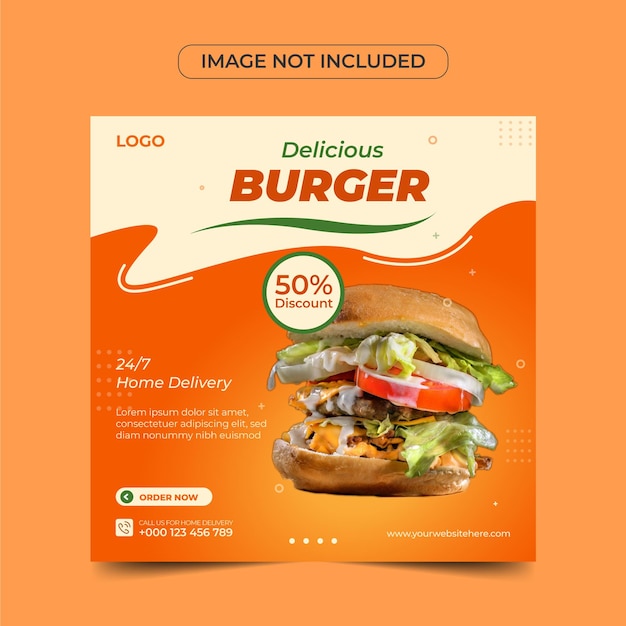 Burger-service-fast-food-social-media-post-design-vorlage