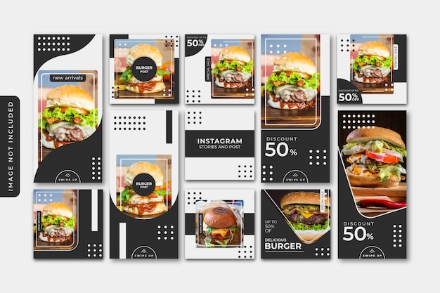 Burger social media beitragsvorlage, quadratische banner oder flyer