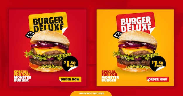 Burger social media feed post vorlage