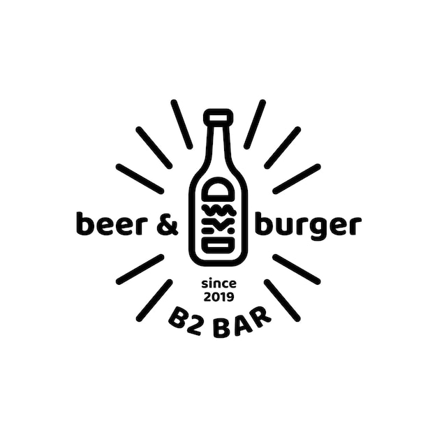 Burger- und bierflaschen-bar-logo