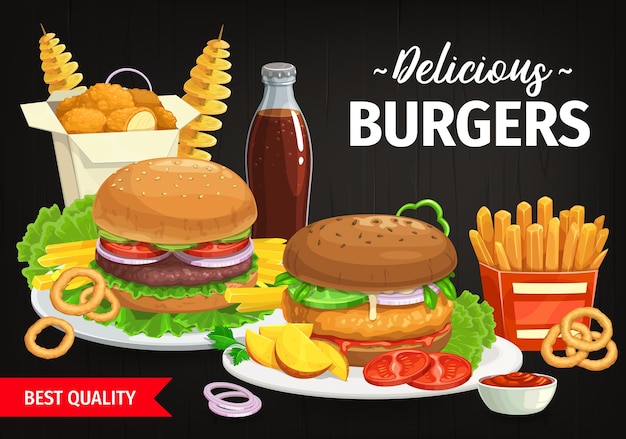 Burger und Combo-Snacks Fast-Food-Hamburger mit Salat und Gemüse