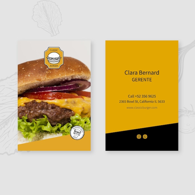 Burgers Restaurant Visitenkartenvorlage