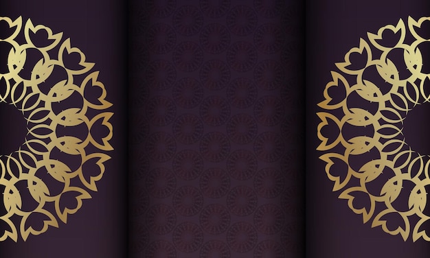 Burgunder-hintergrund mit abstraktem goldmuster und platz für logo oder text