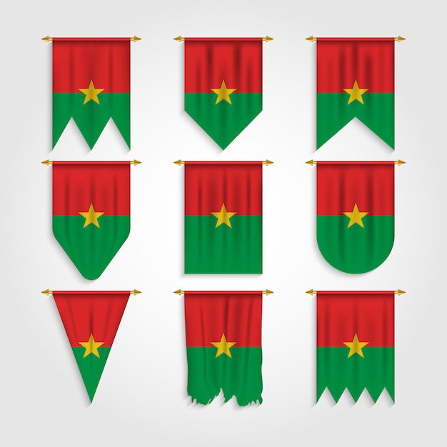 Burkina faso flagge in verschiedenen formen, flagge von burkina faso in verschiedenen formen