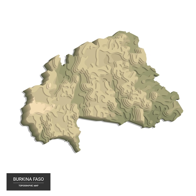 Burkina faso karte - digitale topografische karte in großer höhe. illustration. farbiges relief, raues gelände. kartographie und topologie.