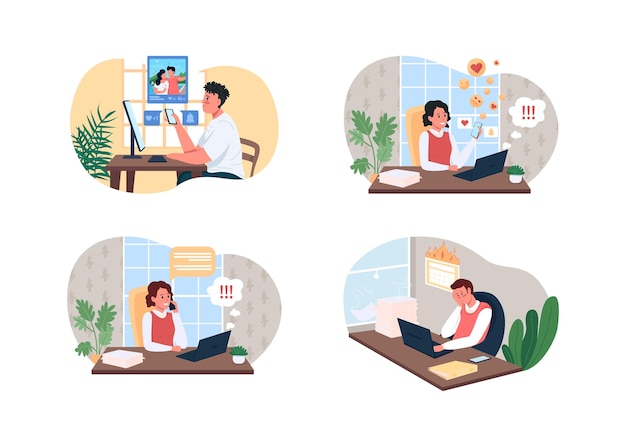 Burnout Conccept Illustrationssatz