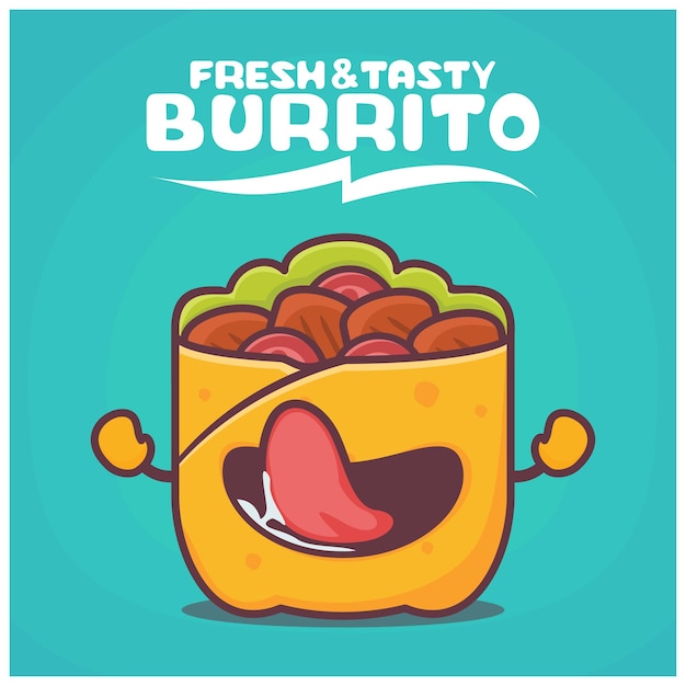 Burrito cartoon mexikanische lebensmittelvektorillustration