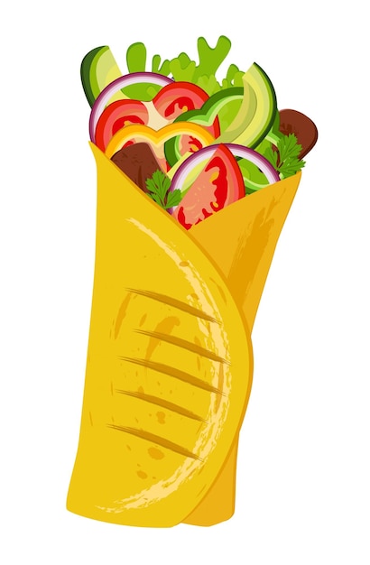 Burrito-Menü-Design eines Fast-Food-Cafés mit mexikanischer Küche