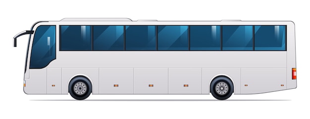 Vektor bus-vektor-illustration. seitenansicht des öffentlichen nahverkehrs, isoliert auf weißem hintergrund