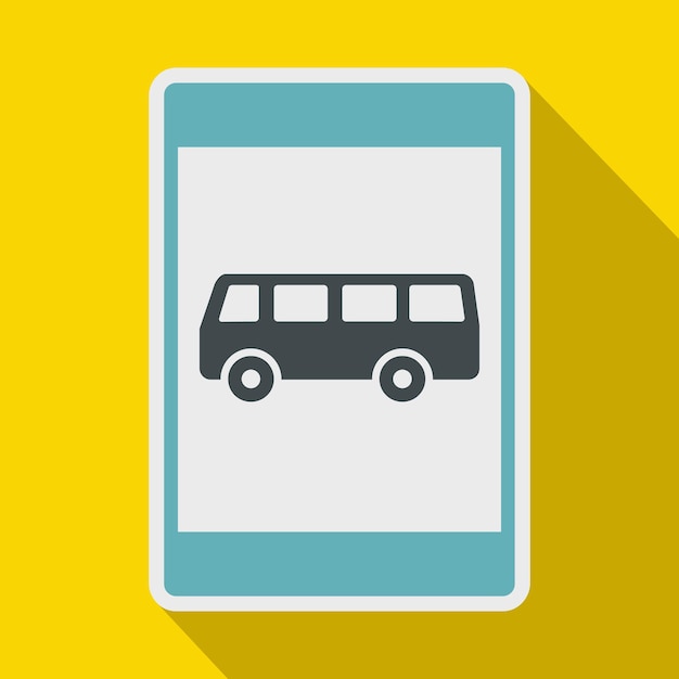 Vektor bushaltestellenschild-symbol im flachen stil auf gelbem hintergrund
