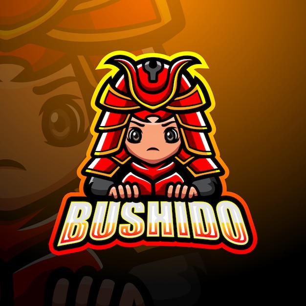 Bushido maskottchen esport logo illustration