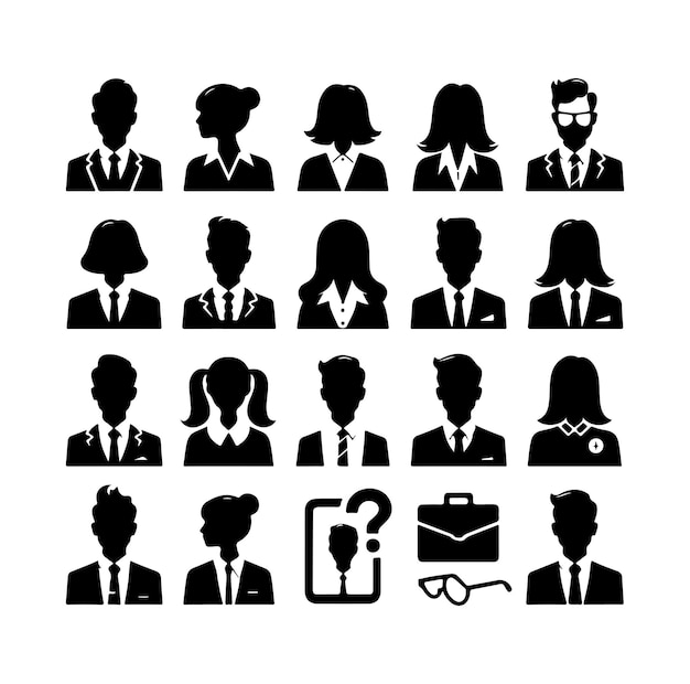 Business-avatare setzen silhouette-vektor-illustration ein