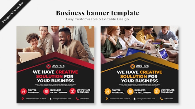 Business banner template mit verschiedenen farben