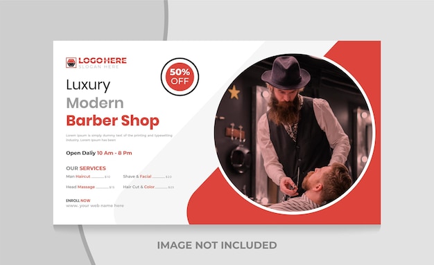 Business barbershop youtube-video-thumbnail und web-banner-vorlage